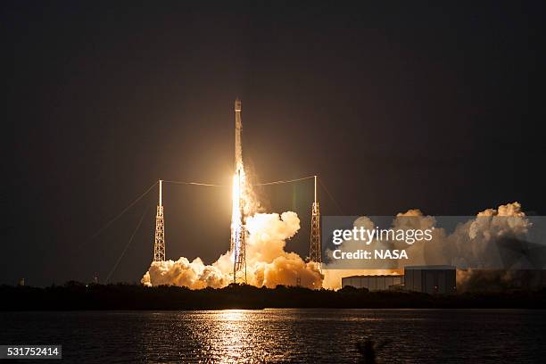 In this handout provided by the National Aeronautics and Space Administration , SpaceX's Falcon 9 rocket makes a successful launch with the SES-9...