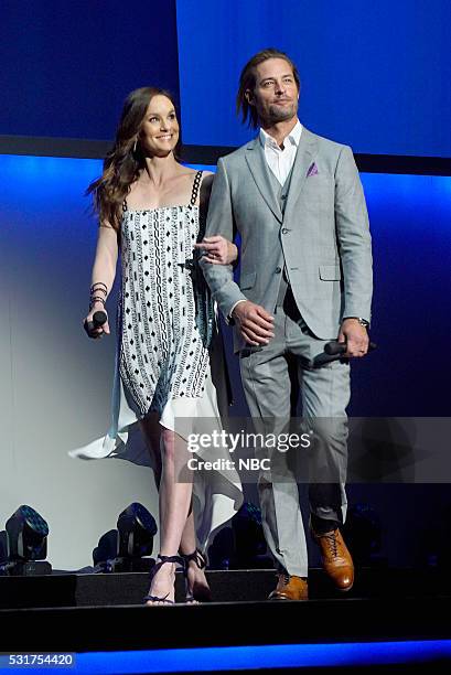 NBCUniversal Upfront in New York City on Monday, May 16, 2016" -- Pictured: Sarah Wayne Callies, Josh Holloway, "Colony" on USA Network --