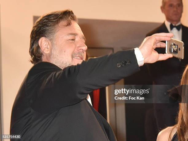 Russell Crowe attends 'The Nice Guys' premiere during the 69th annual Cannes Film Festival at the Palais des Festivals on May 15, 2016 in Cannes,...