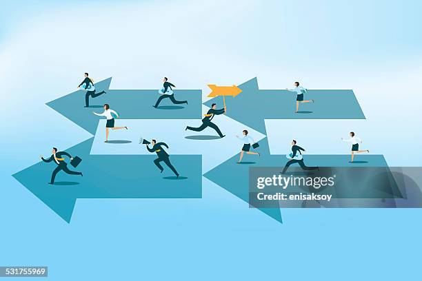 find hidden sign for the target - crowd running stock illustrations