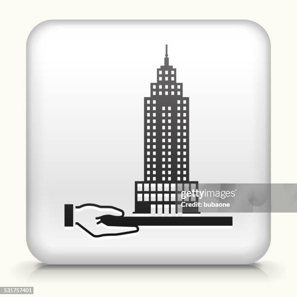 square button with building model royalty free vector art - architecture model stock illustrations