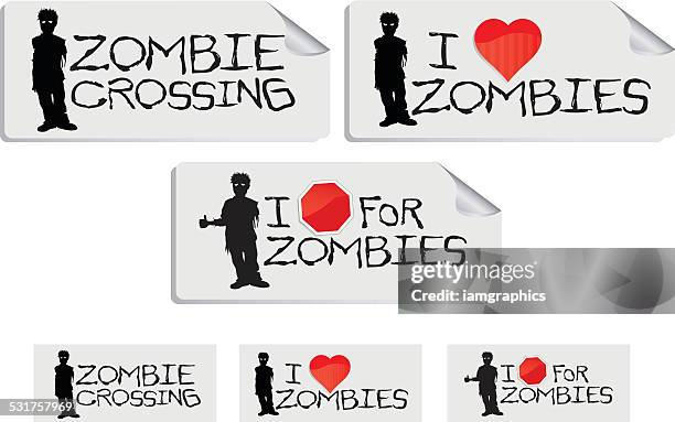 zombie labels - bumper sticker stock illustrations