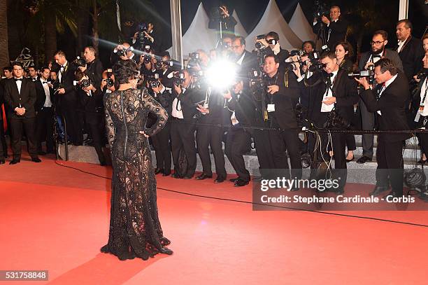 Actress Ruth Negga attends the "Loving" premiere during the 69th annual Cannes Film Festival at the Palais des Festivals on May 16, 2016 in Cannes,...