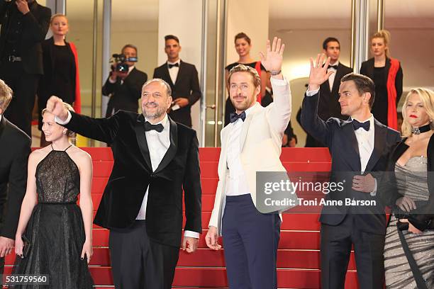 Joel Silver and Ryan Gosling attend a screening of "The Nice Guys" at the annual 69th Cannes Film Festival at Palais des Festivals on May 15, 2016 in...