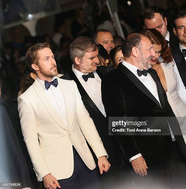 Producer Joel Silver and actor Ryan Gosling attend a screening of "The Nice Guys" at the annual 69th Cannes Film Festival at Palais des Festivals on...