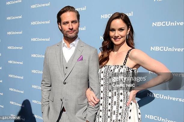 NBCUniversal Upfront in New York City on Monday, May 16, 2016" -- Pictured: Josh Holloway and Sarah Wayne Callies, "Colony" on USA Network --