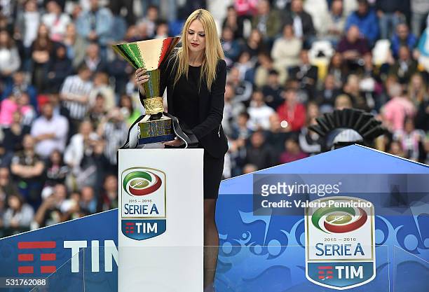 Serie A trophy is displayed during the Serie A match between Juventus FC and UC Sampdoria at Juventus Arena on May 14, 2016 in Turin, Italy.