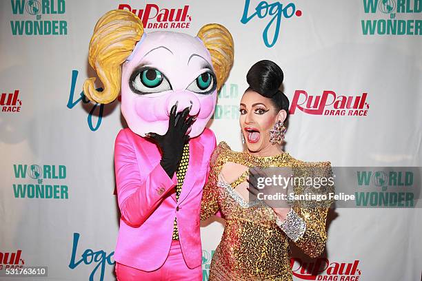 Mx Qwerrrk and Cynthia Lee Fontaine attend the RuPaul's Drag Race Season 8 Finale Party at Stage 48 on May 16, 2016 in New York City.