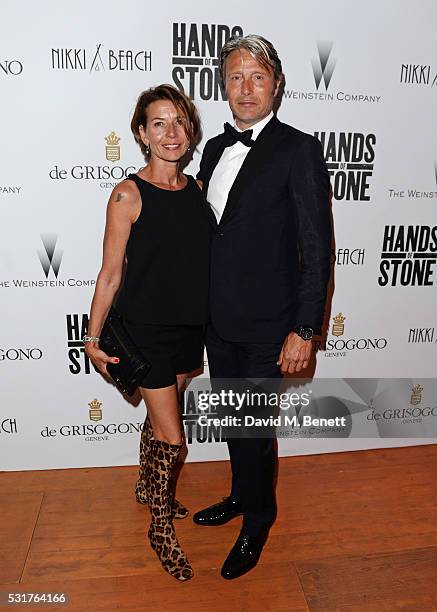 Mads Mikkelsen and wife Hanne Jacobsen attend The Weinstein Company's HANDS OF STONE After Party In Partnership With De Grisogono At Nikki Beach...