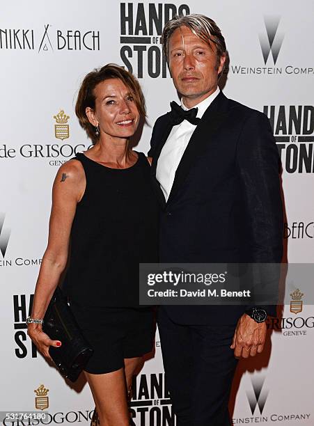 Mads Mikkelsen and wife Hanne Jacobsen attend The Weinstein Company's HANDS OF STONE After Party In Partnership With De Grisogono At Nikki Beach...