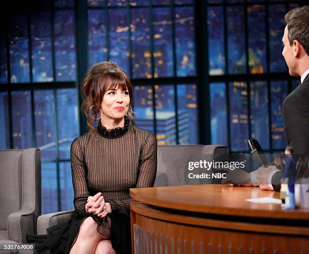 Episode 370 -- Pictured: Actress Natasha Leggero during an interview with host Seth Meyers on May 16, 2016 --