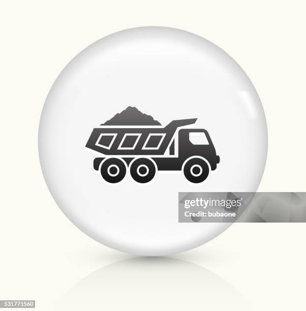 mining truck icon on white round vector button - mining minerals stock illustrations