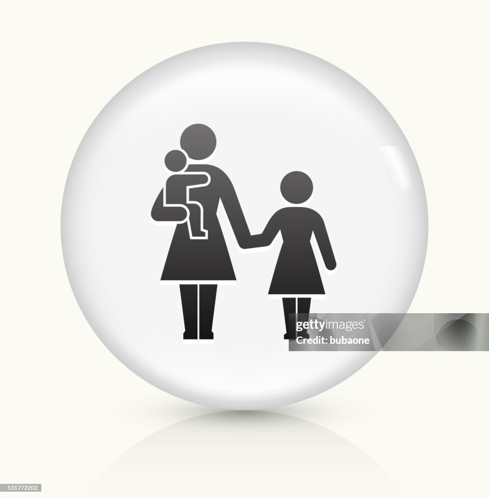 Single mother icon on white round vector button