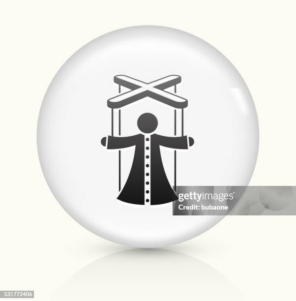 puppet icon on white round vector button - acting stock illustrations