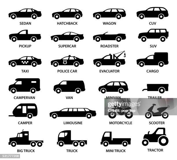 car icons - illustration - sports car stock illustrations