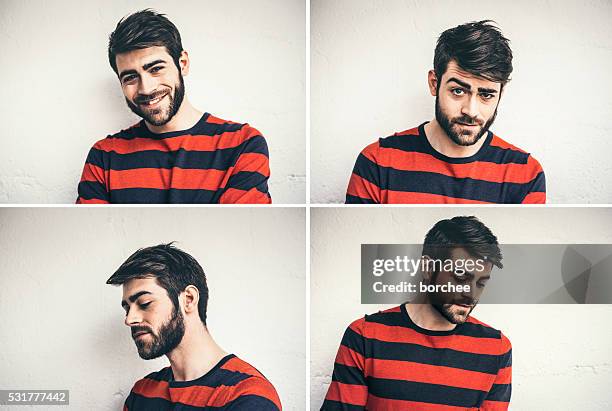 múltiples retrato de hombre joven de francia - misma persona fotografías e imágenes de stock