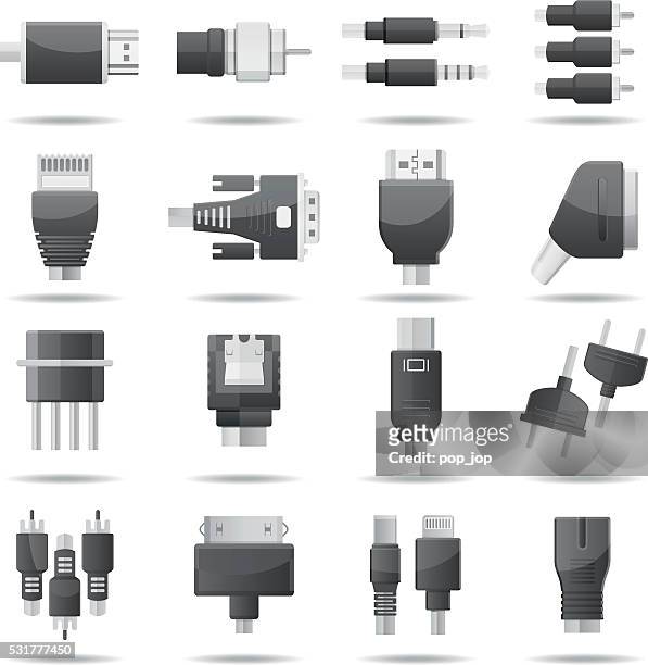 connectors, jacks, cables - computer icons - sink plug stock illustrations