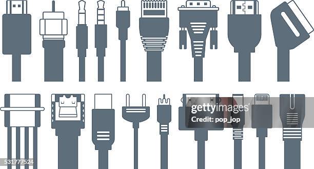 connectors, jacks, cables - computer icons - usb cord 幅插畫檔、美工圖案、卡通及圖標