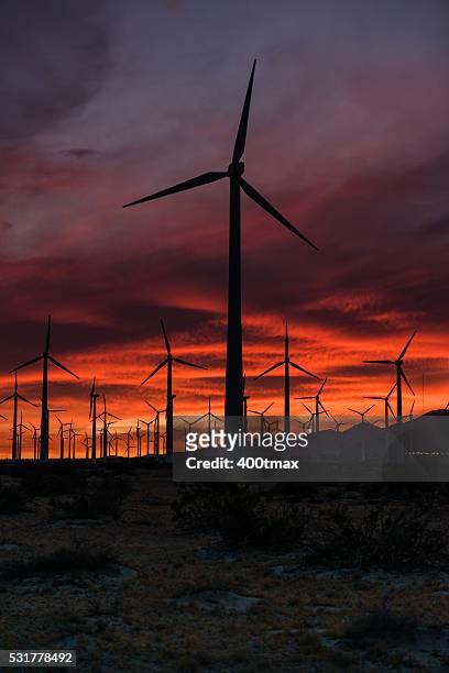 coachella valley turbines - coachella sunset stock pictures, royalty-free photos & images