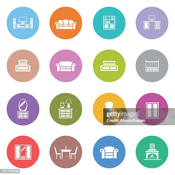 furniture icon set - bathroom counter stock illustrations