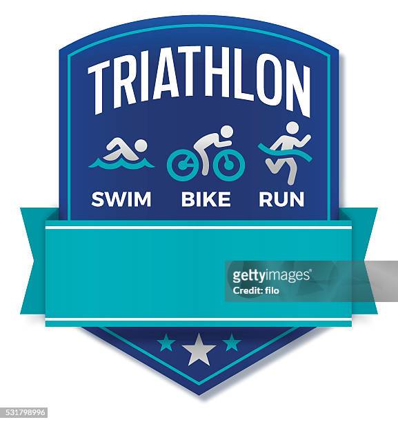 triathlon badge - aqua biking stock illustrations