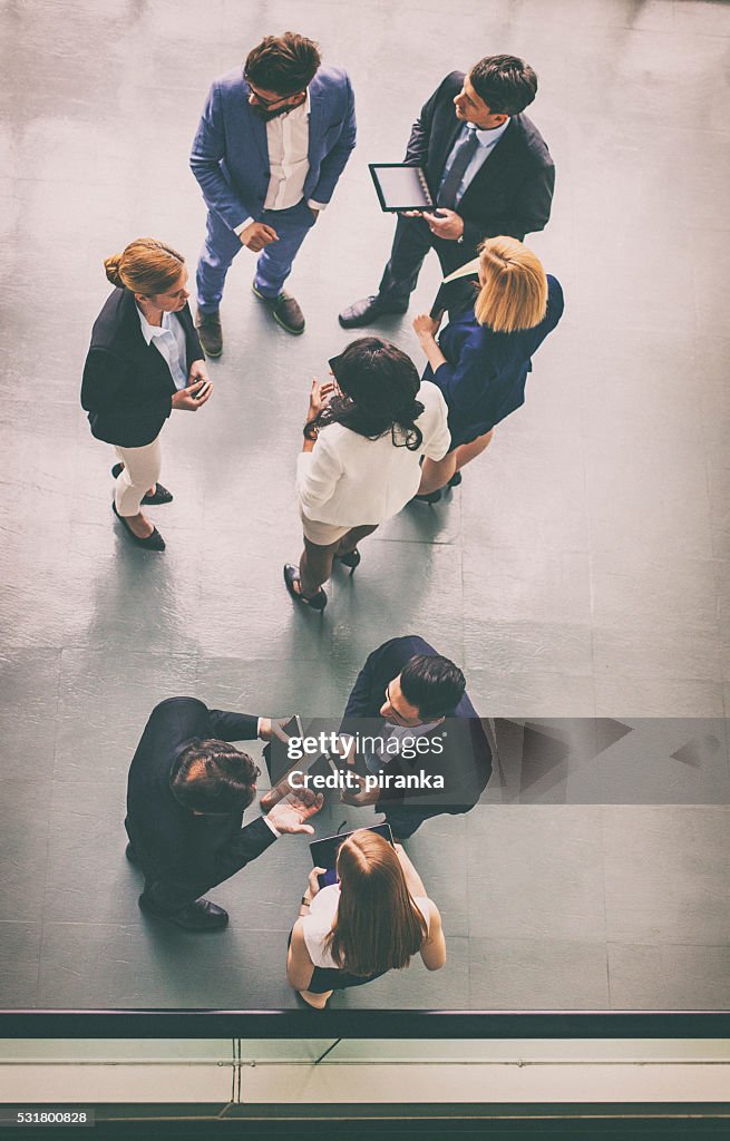 Overhead view of a group of business people