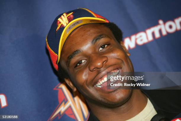 Ike Diogu of the Golden State Warriors poses on June 30, 2005 at the Warriors Basketball Camp at 24 Hour Fitness Super Sport in San Ramon,...