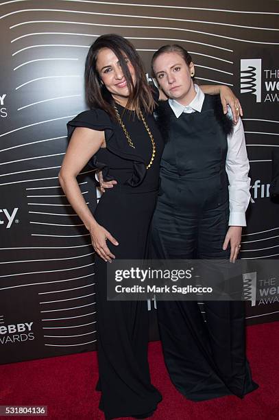 Jenni Konner and Actress Lena Durham attend the 20th Annual Webby Awards at Cipriani Wall Street on May 16, 2016 in New York City.