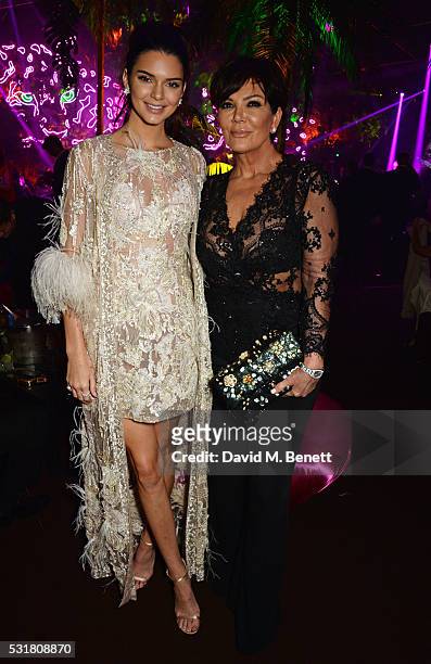 Kendall Jenner and Kris Jenner attend the Chopard Wild Party during the 69th Annual Cannes Film Festival at Port Canto on May 16, 2016 in Cannes.
