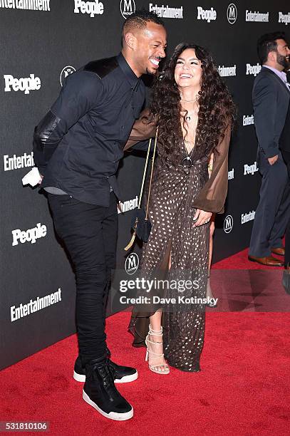 Marlon Wayans and Vanessa Hudgens attend the Entertainment Weekly & People Upfronts party 2016 at Cedar Lake on May 16, 2016 in New York City.