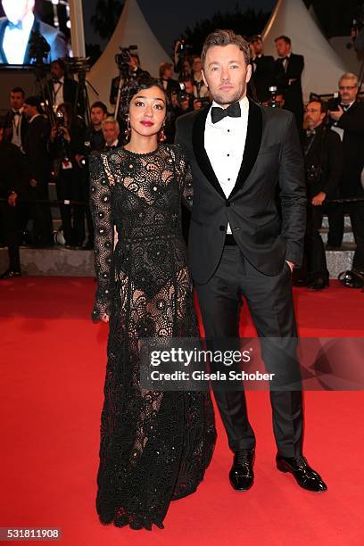 Actress Ruth Negga and actor Joel Edgerton leave the "Loving" premiere during the 69th annual Cannes Film Festival at the Palais des Festivals on May...