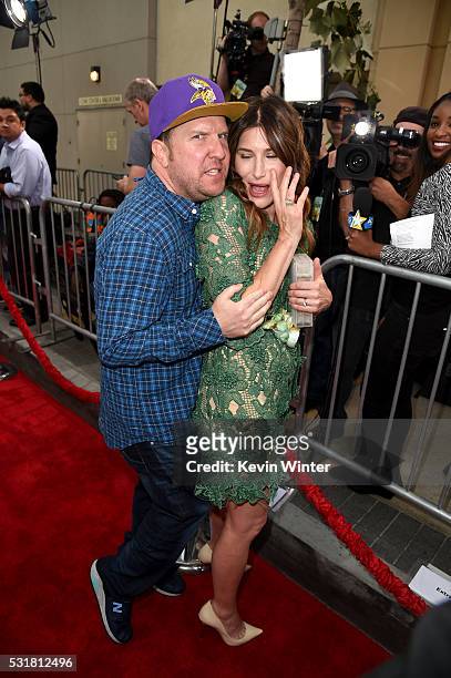 Comedian Nick Swardson and actress Kathryn Hahn attend the premiere of Netflix's 'The Do Over' at Regal LA Live Stadium 14 on May 16, 2016 in Los...