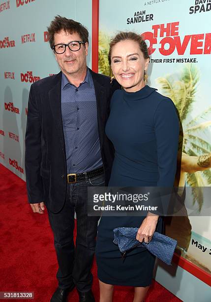Director Steven Brill and author Ruthanna Hopper attend the premiere of Netflix's 'The Do Over' at Regal LA Live Stadium 14 on May 16, 2016 in Los...