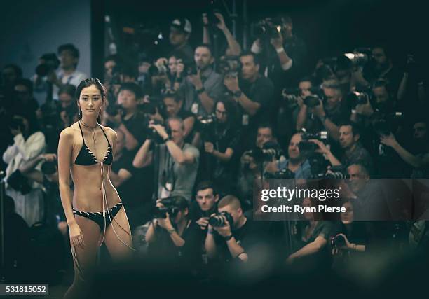 Models showcase designs during the Bec & Bridge show during Mercedes-Benz Fashion Week Australia at Carriageworks on May 17, 2016 in Sydney, New...