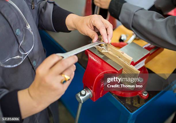 Irbid, Jordan In a vocational school in the Jordanian Irbid Syrian refugees are trained as a plumber inside on April 04, 2016 in Irbid, Jordan.