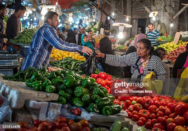 Amman, Jordan Evening Market Scene on April 05, 2016 in Amman, Jordan.