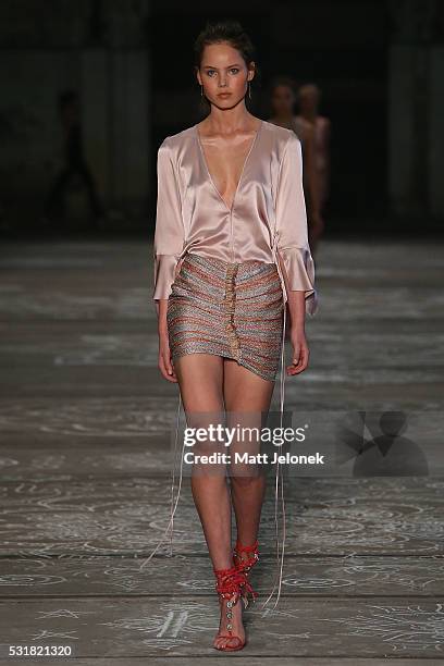 Model walks the runway during the Bec & Bridge show at Mercedes-Benz Fashion Week Resort 17 Collections at Carriageworks on May 17, 2016 in Sydney,...