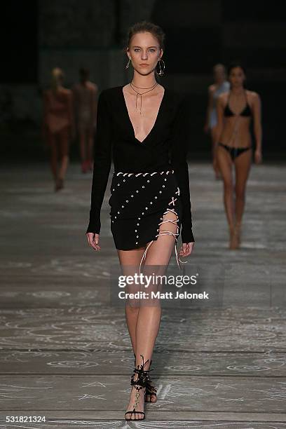 Model walks the runway during the Bec & Bridge show at Mercedes-Benz Fashion Week Resort 17 Collections at Carriageworks on May 17, 2016 in Sydney,...