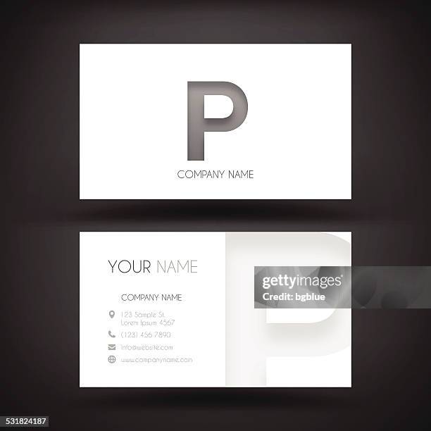 business card template - with letter "p" - letter p stock illustrations