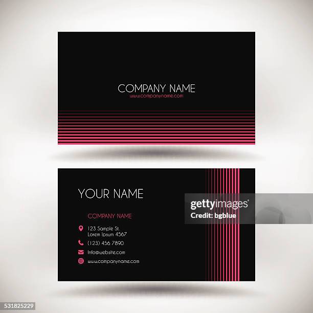 business card template with pink lines - business card stock illustrations