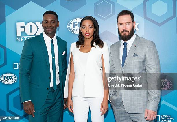 Mo McRae, Kylie Bunbury and Mark-Paul Gosselaar attend the 2016 Fox Upfront at Wollman Rink, Central Park on May 16, 2016 in New York City.