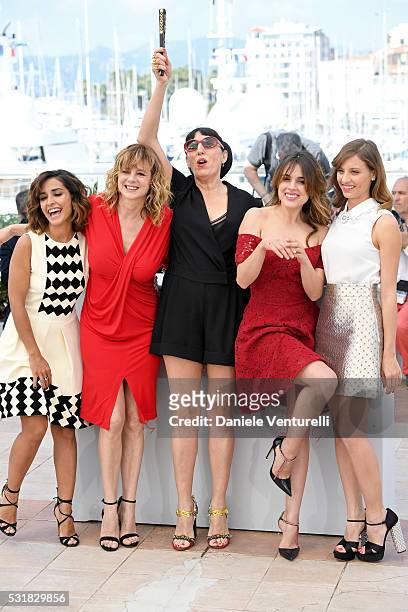 Actresses Inma Cuesta, Emma Suarez, Rossy de Palma, Adriana Ugarte and Michelle Jenner attend the "Julieta" photocall during the 69th annual Cannes...