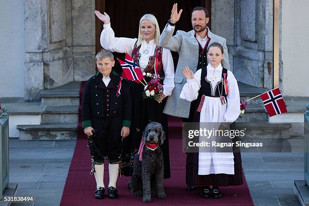 Prince Sverre Magnus of Norway, Crown Princess Mette-Marit of Norway, Princess Ingrid Alexandra of Norway and Crown Prince Haakon of Norway celebrate...