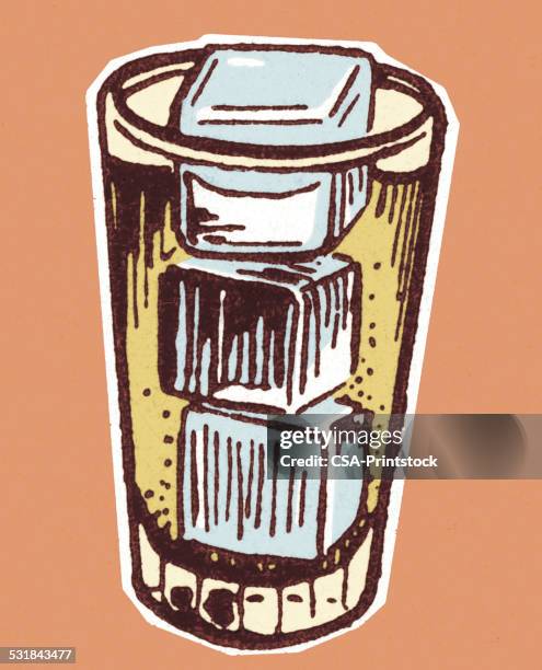 glass with ice cubes - ice cube stock illustrations