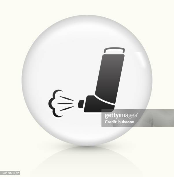 inhaler icon on white round vector button - breathing exercise stock illustrations
