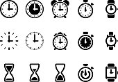 Clock, time vector icons