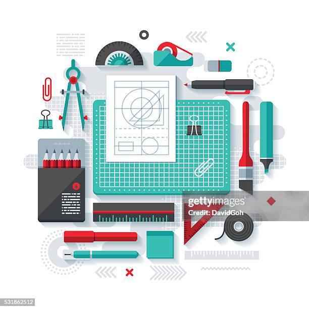 Drafting Design Elements Drafting Flat Design Concept High-Res Vector Graphic - Getty Images