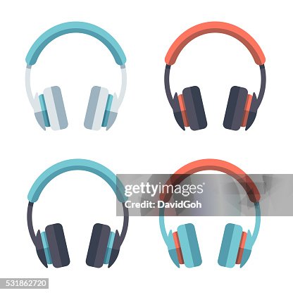 Fones de ouvido Projeto 2D conjunto Fones de ouvido Projeto 2D conjunto
