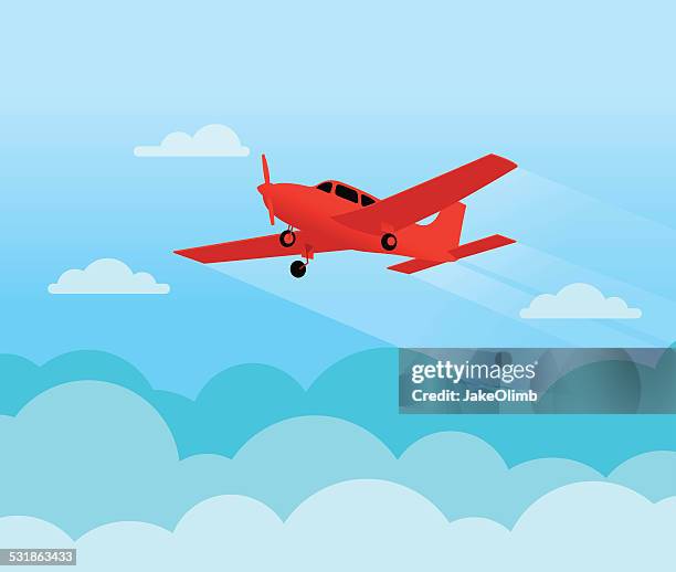 plane in the sky - red plane stock illustrations