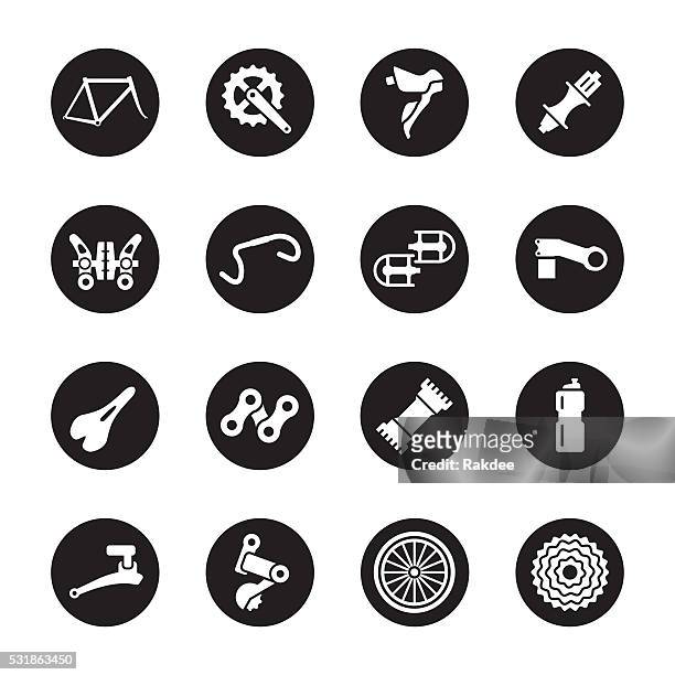 bicycle parts icons - black circle series - derailleur gear 幅插畫檔、美工圖案、卡通及圖標